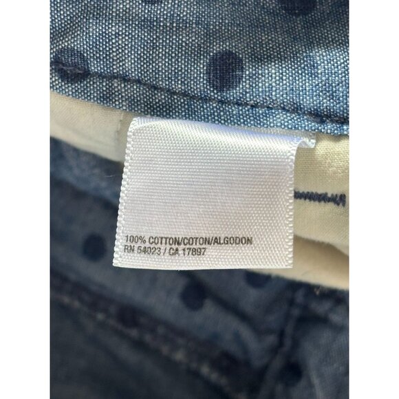 Old Navy Womens Blue Chambray Shorts Cotton Navy Polka Dots Pockets Size 10 - Picture 8 of 8